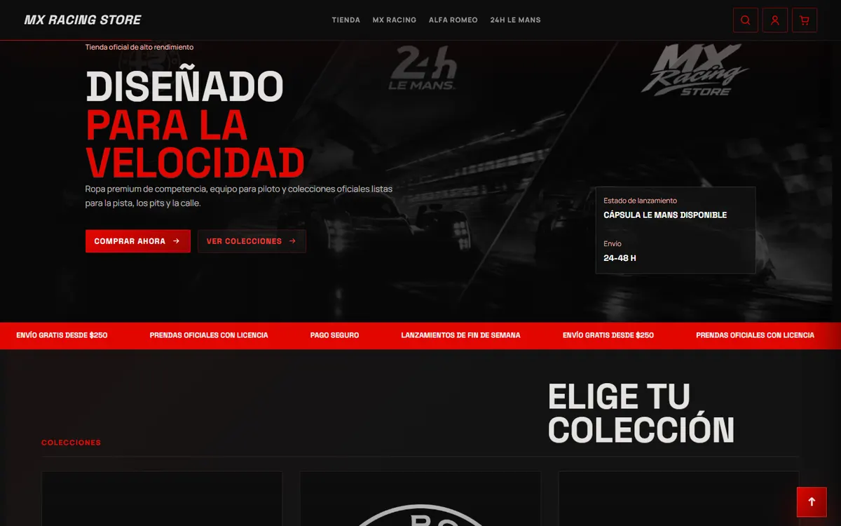 Portada del sitio mxracing.com.mx
