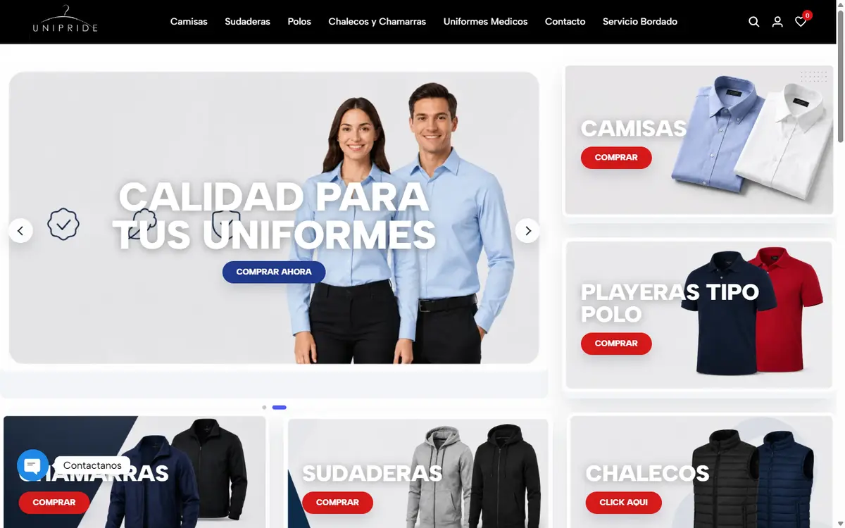 Portada del sitio unipride.com.mx